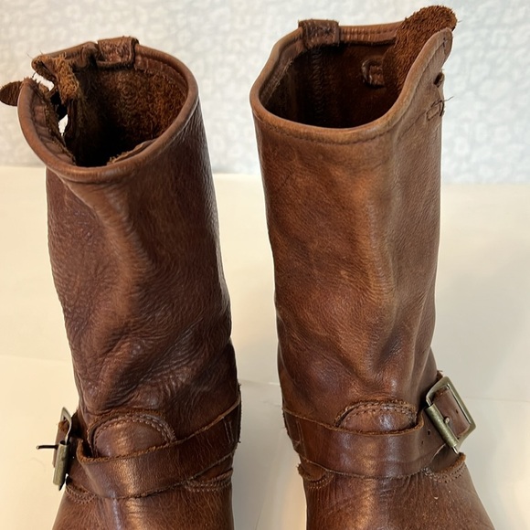 VINTAGE SHOE COMPANY WOMENS VTG SHORT LEATHER BIKER RIDING BOOTS BROWN 7.5 - Picture 9 of 17